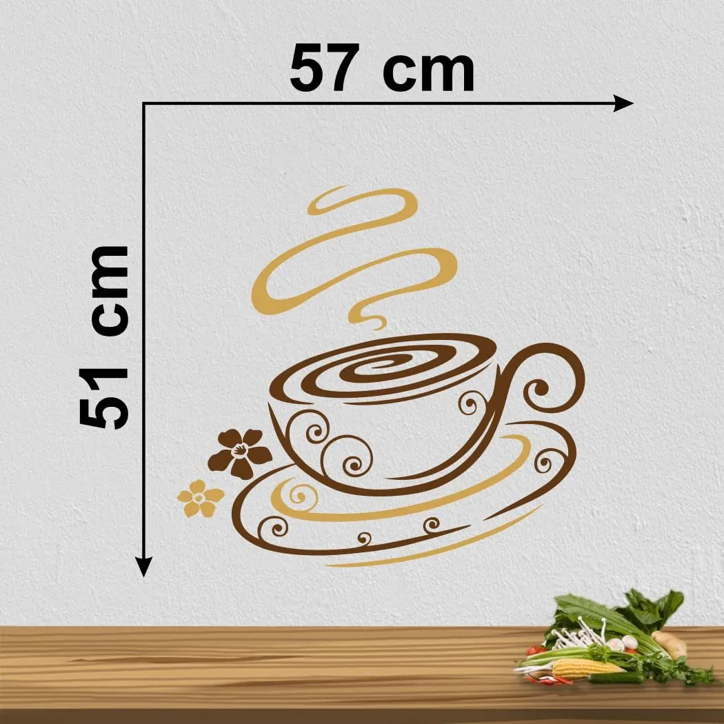 Divine Printry Coffee Cup Design Kitchen Sticker Size - (57 * 51) cm - (DP0000574L)