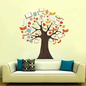 Divine Printry Library Tree Design Wall Sticker Size - (56 * 58) cm - (DP0000621L)