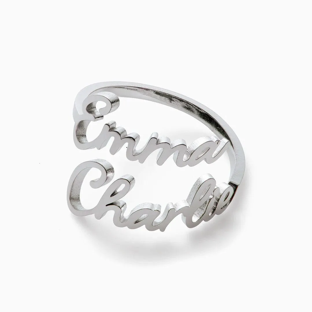 Double Name Adjustable Ring