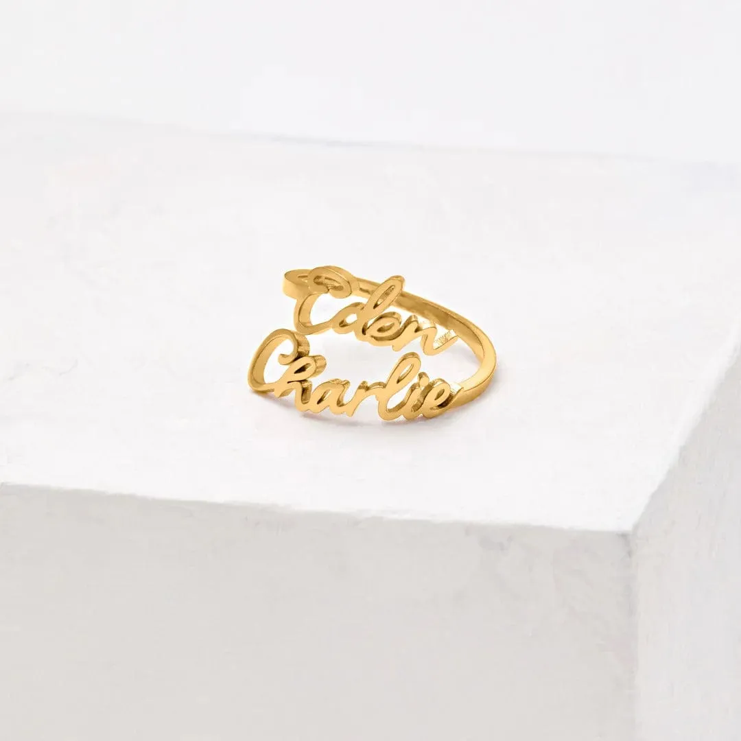 Double Name Adjustable Ring