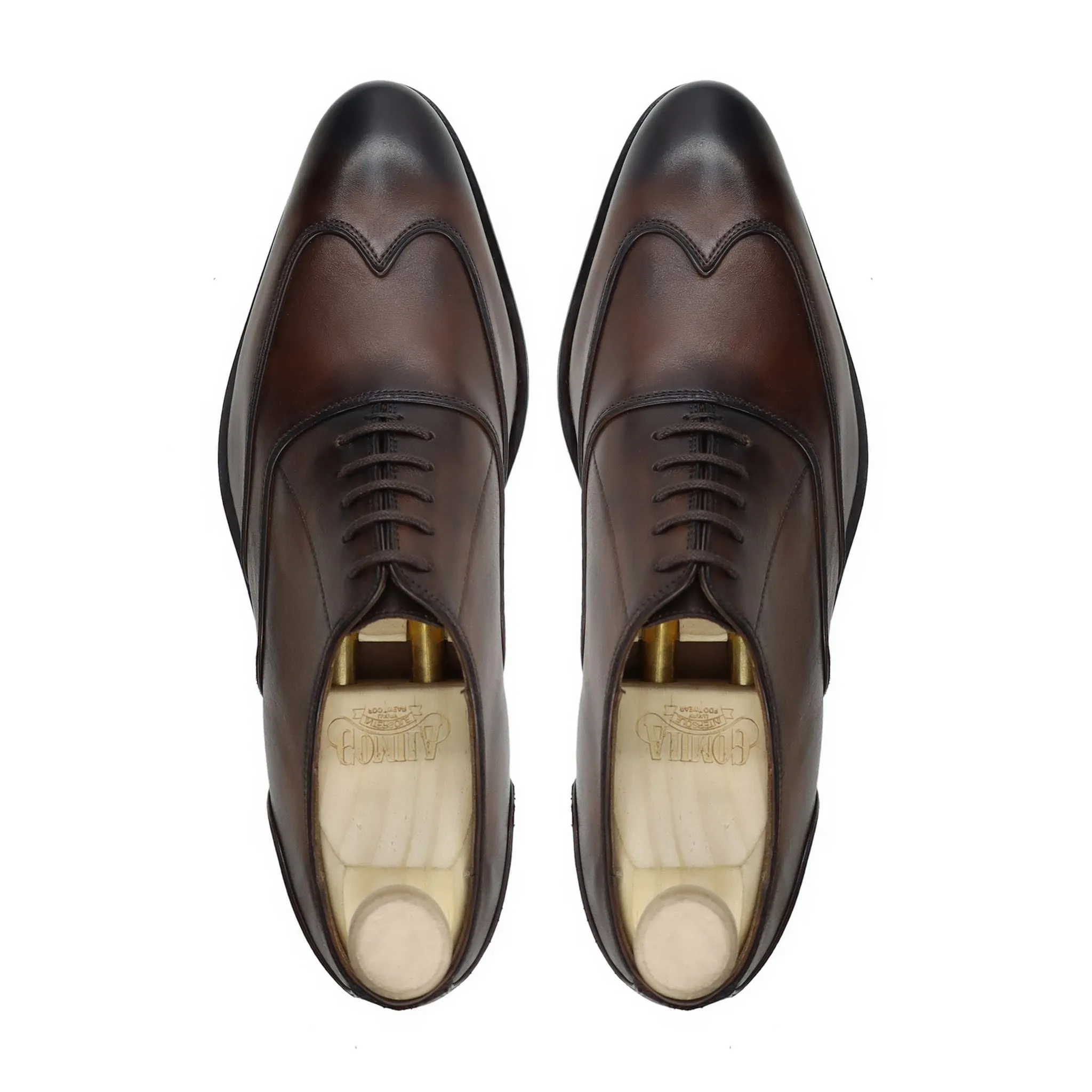 Dubnix - Men's Wooden Brown Calf Leather Oxford Shoe