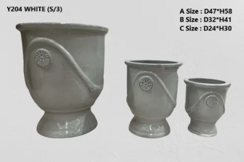 European-Style Ripple Ceramic Planters - Glazed Finish