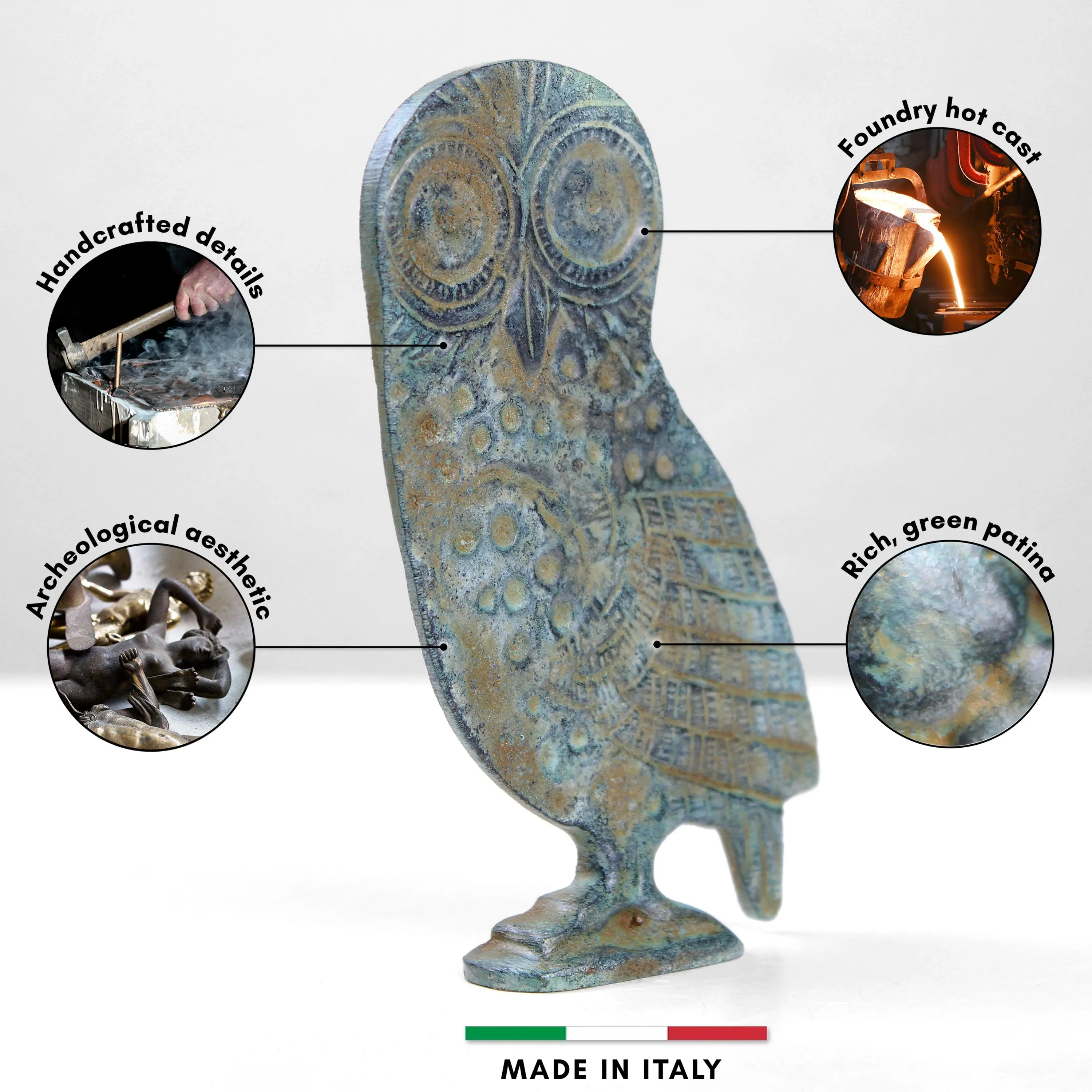 Greek Owl Sculpture (Bronze)