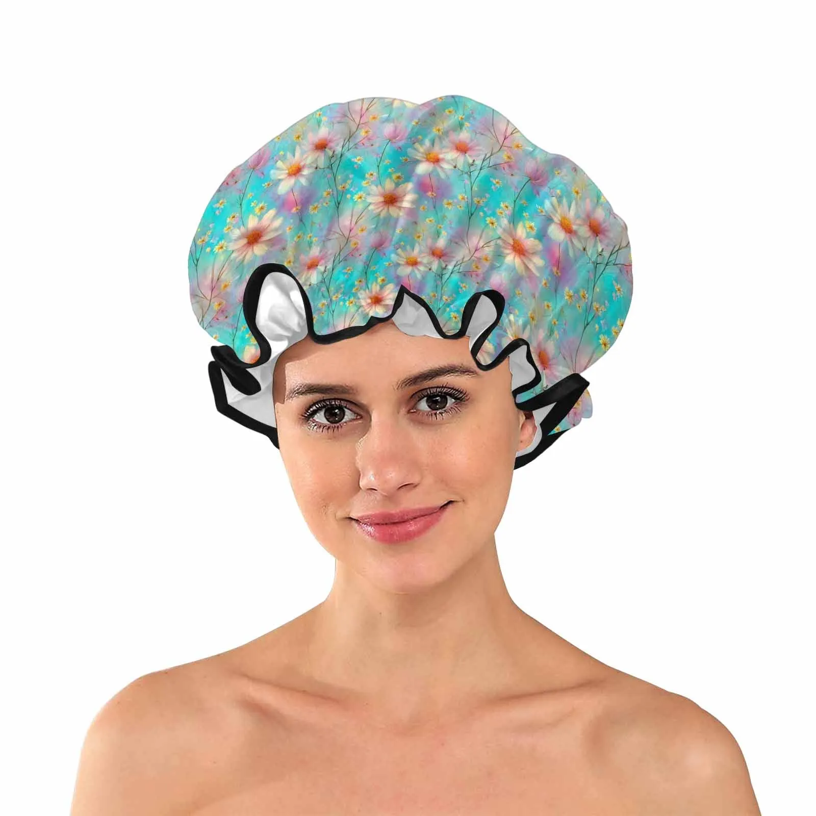 Green Floral  Shower Cap