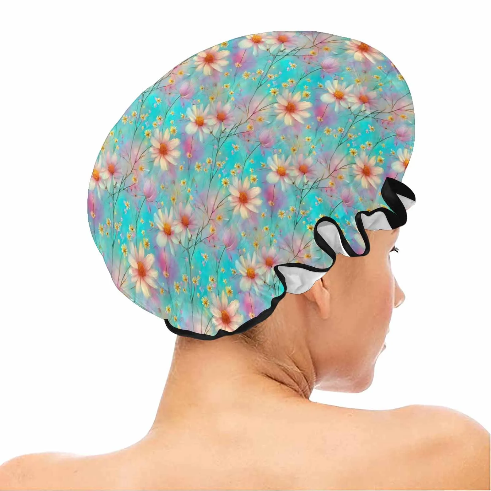 Green Floral  Shower Cap