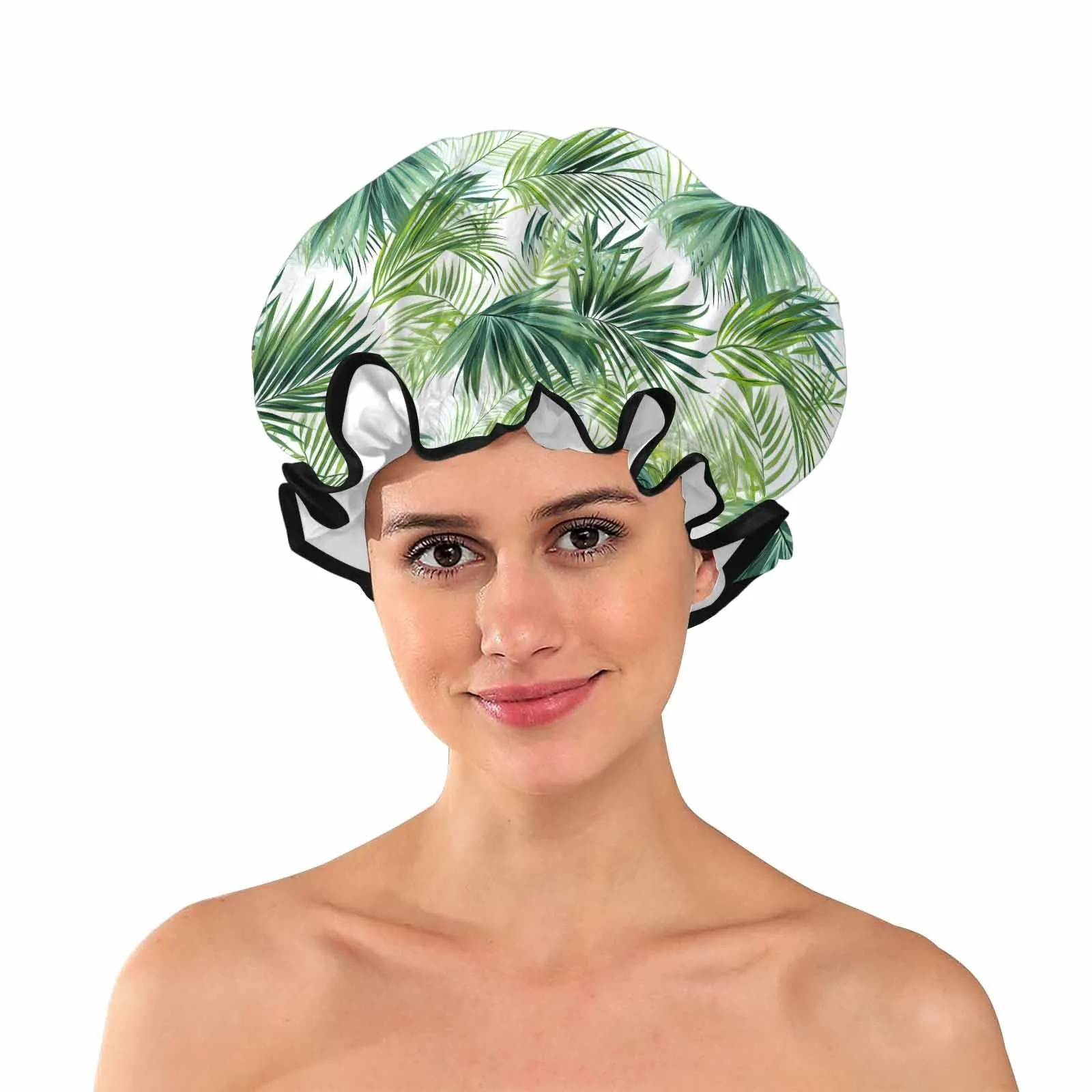 Green Palm Leaves  Shower Cap