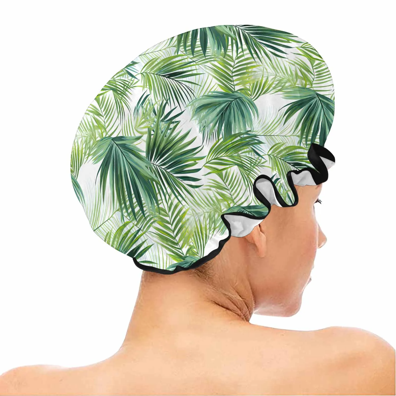 Green Palm Leaves  Shower Cap