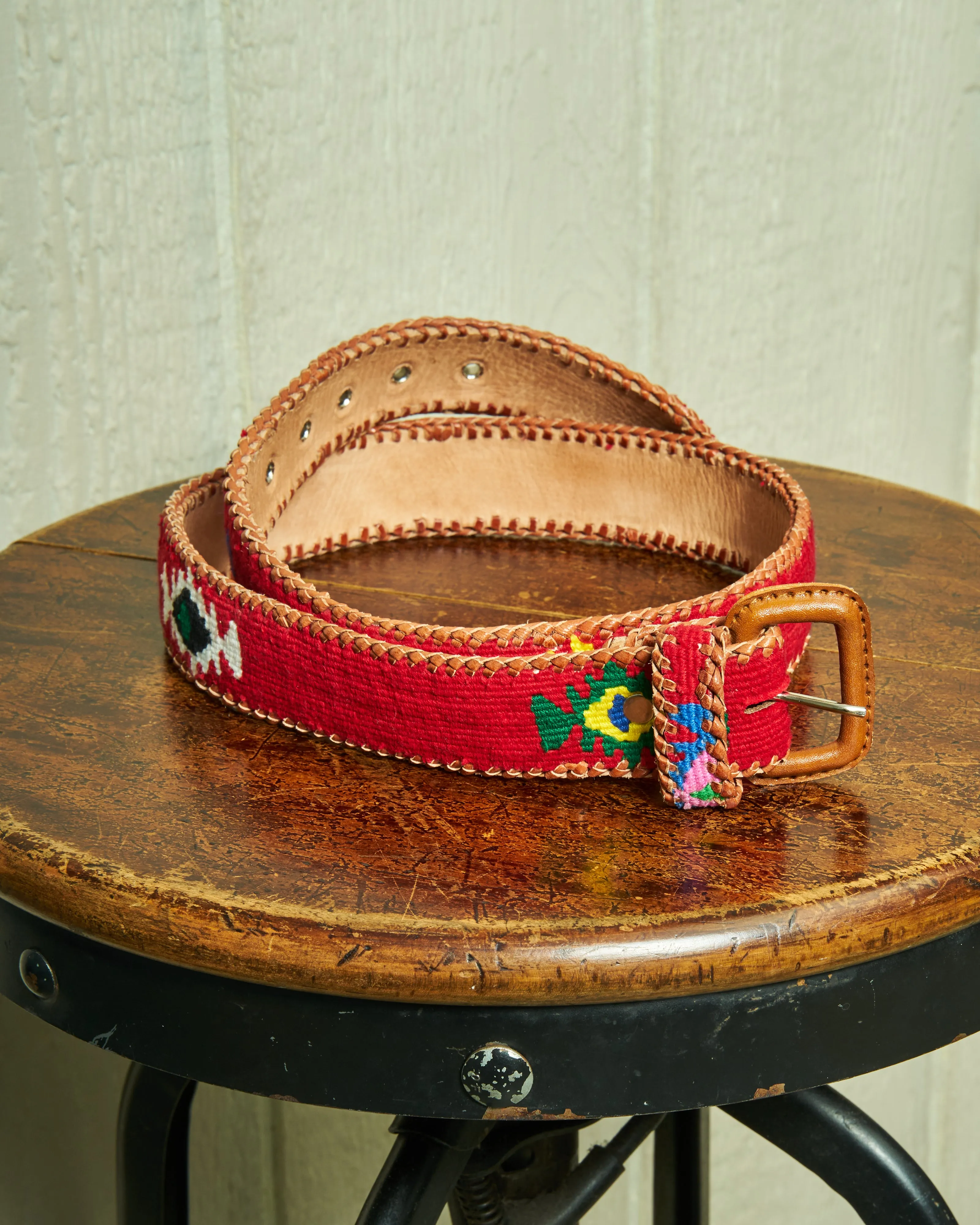 Guatemalan Whip Stitched Belt in Red