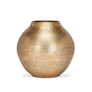 Hammered Antique Gold Round Vase