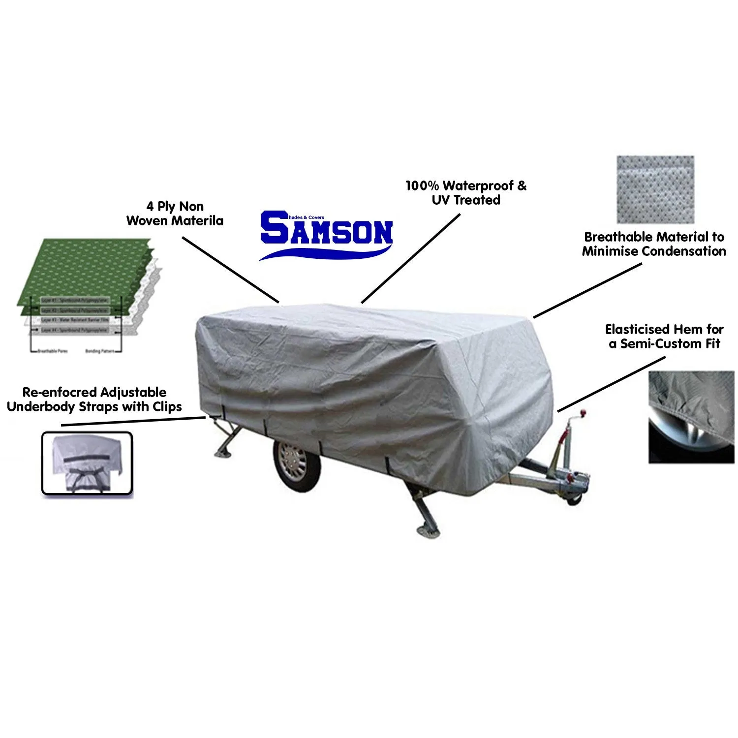 Heavy Duty Waterproof Camper Trailer Cover 10-12ft Samson