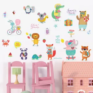 HEUREKA Cartoon Animals Zoo School Decorative Vinyl Kids Room Décor Wall Sticker(50 CM X 70 CM)