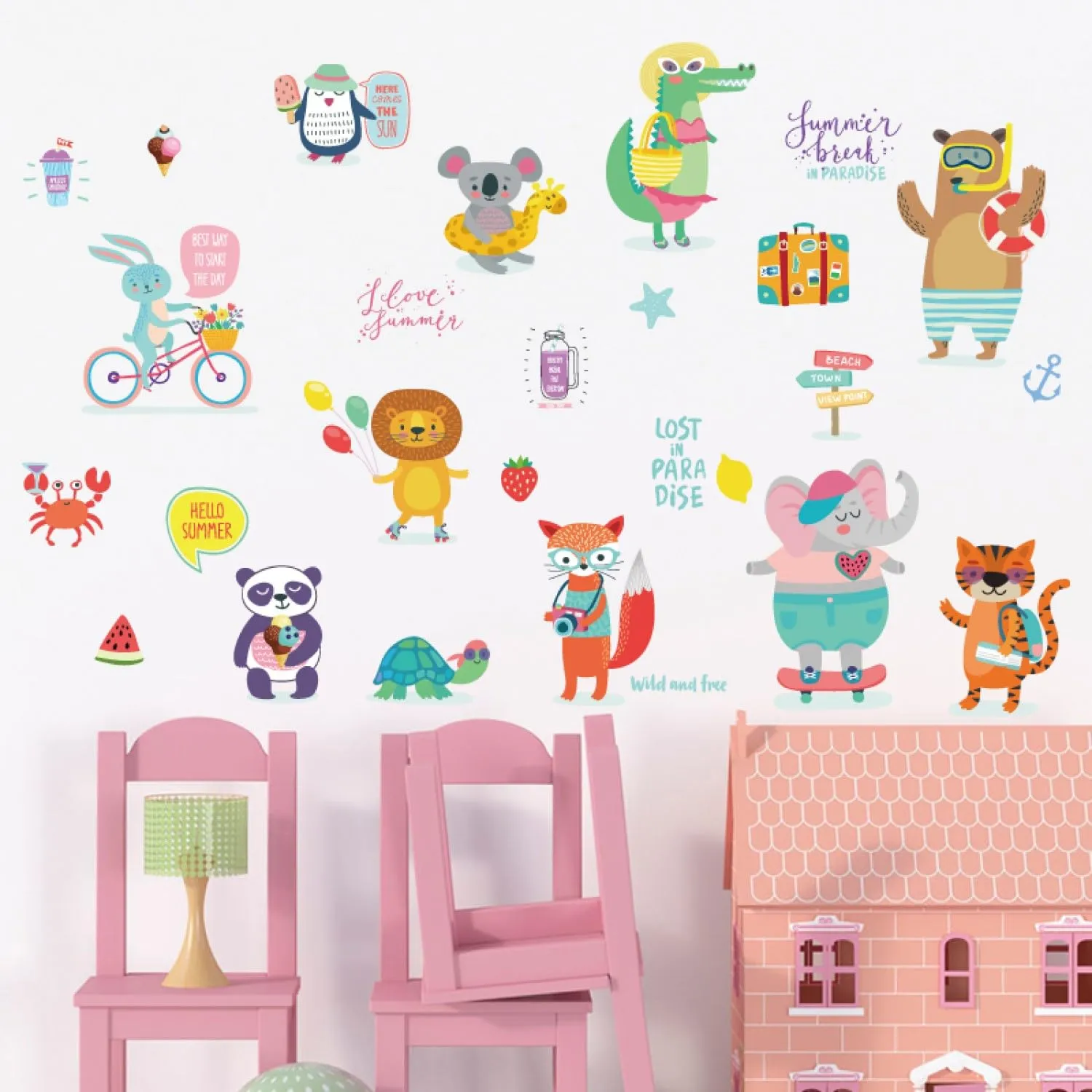 HEUREKA Cartoon Animals Zoo School Decorative Vinyl Kids Room Décor Wall Sticker(50 CM X 70 CM)