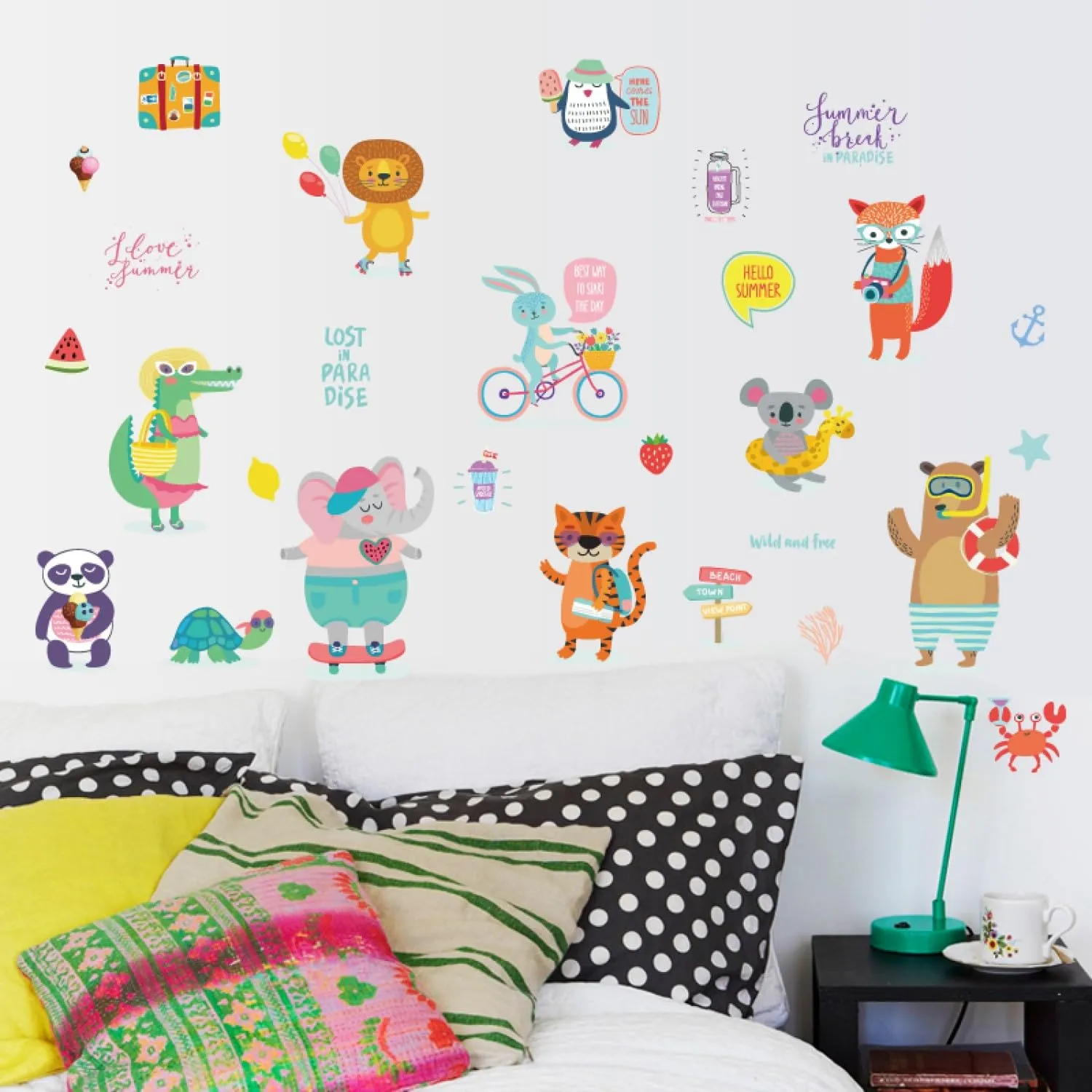 HEUREKA Cartoon Animals Zoo School Decorative Vinyl Kids Room Décor Wall Sticker(50 CM X 70 CM)