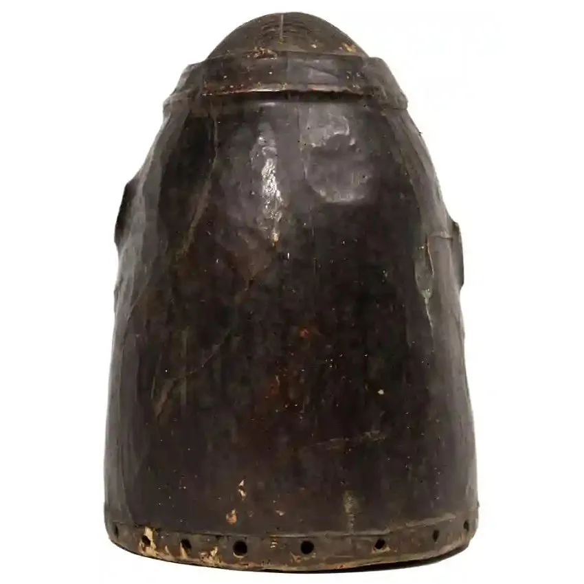 Igala Leather Covered Wood Helmet Mask, Nigeria #384 PROVENANCE