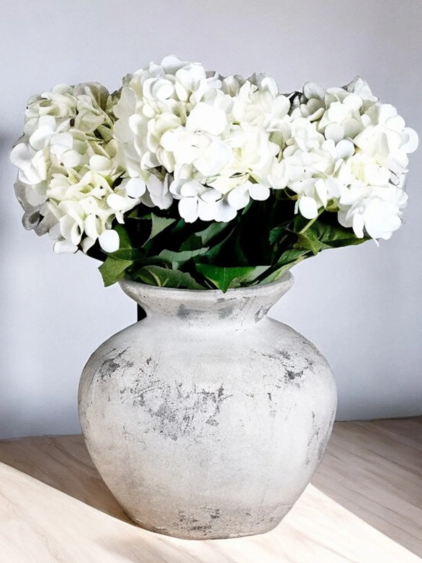 Large Darcy Antique White Stone Concrete Vase