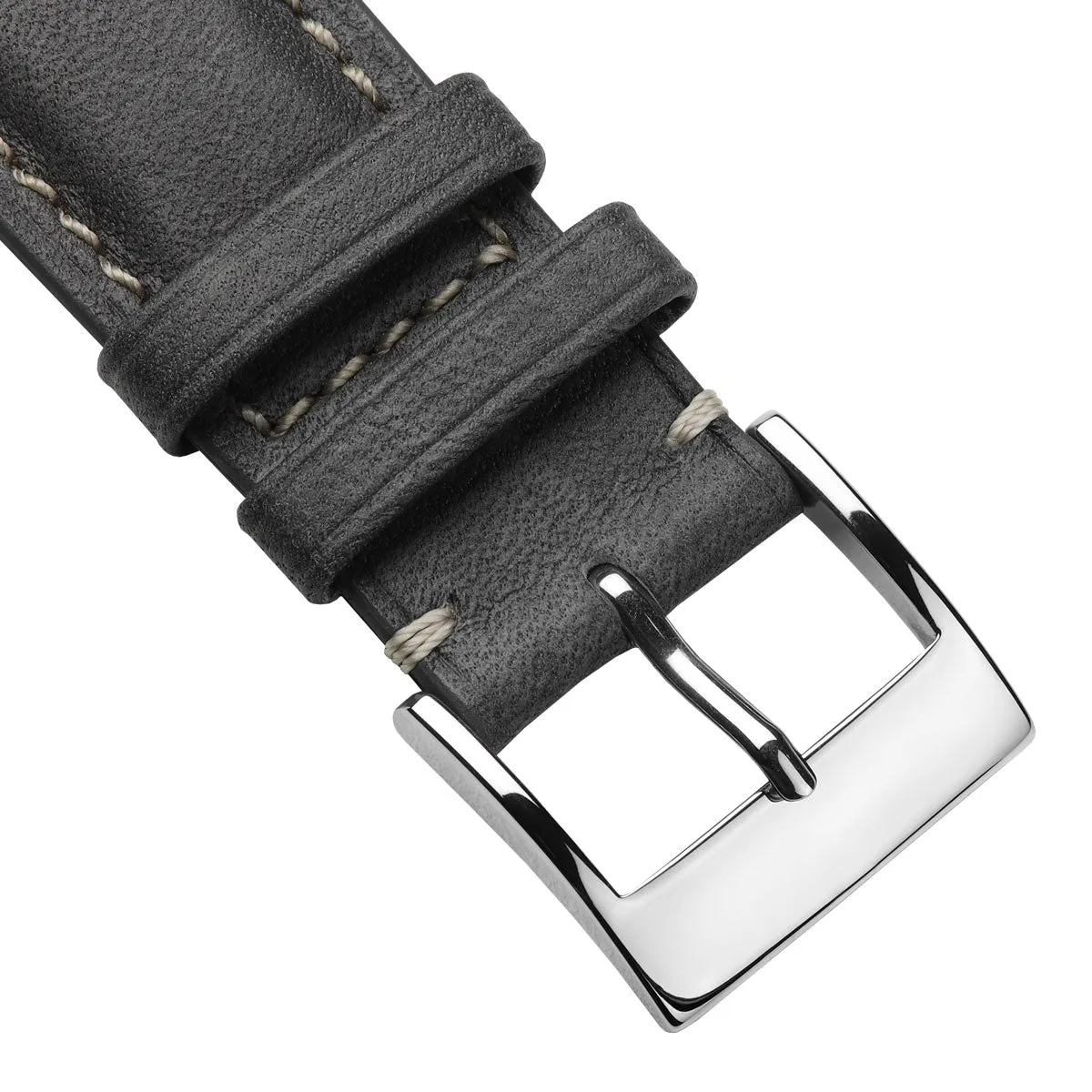 Laverton Padded Patina Calf Leather Watch Strap - Platinum