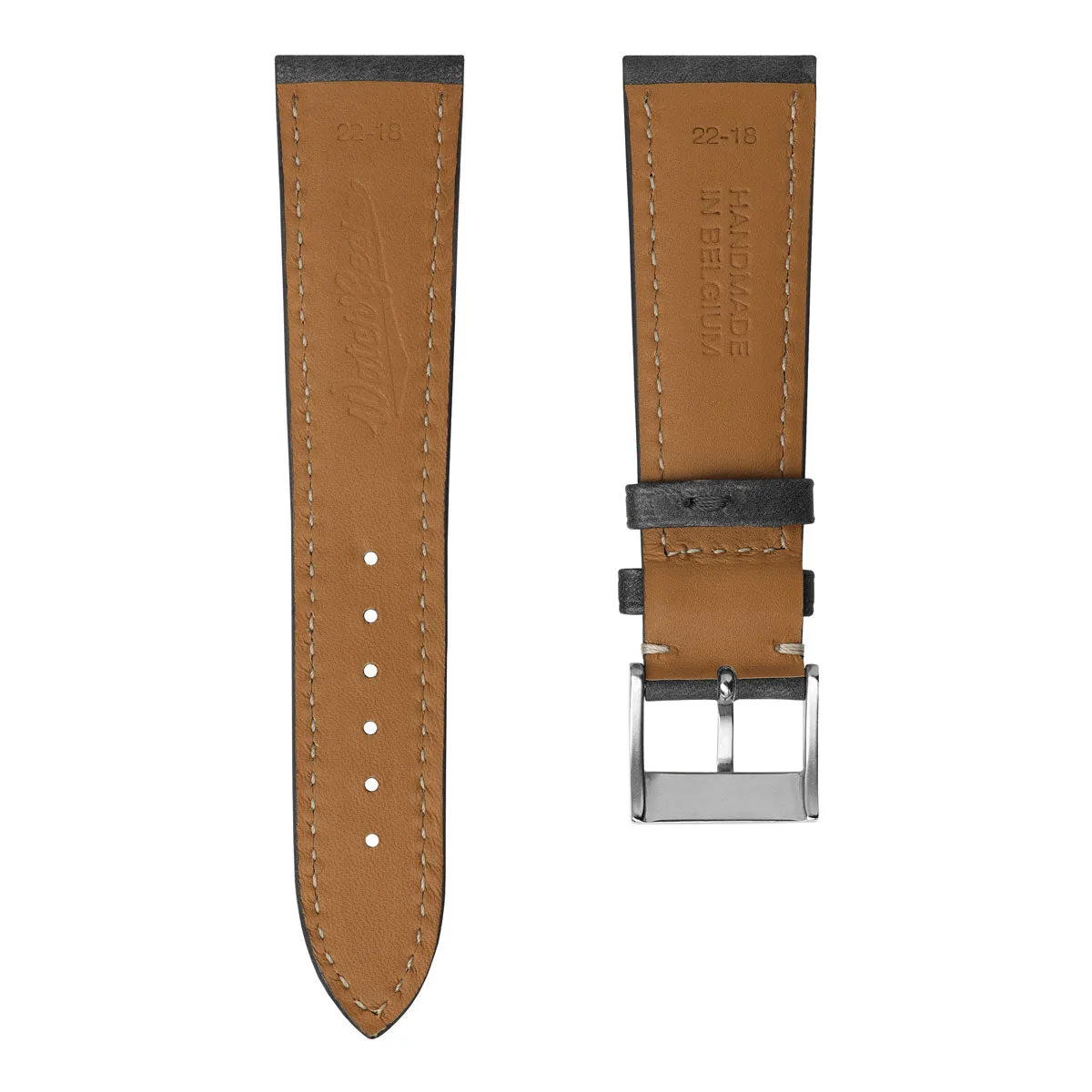 Laverton Padded Patina Calf Leather Watch Strap - Platinum