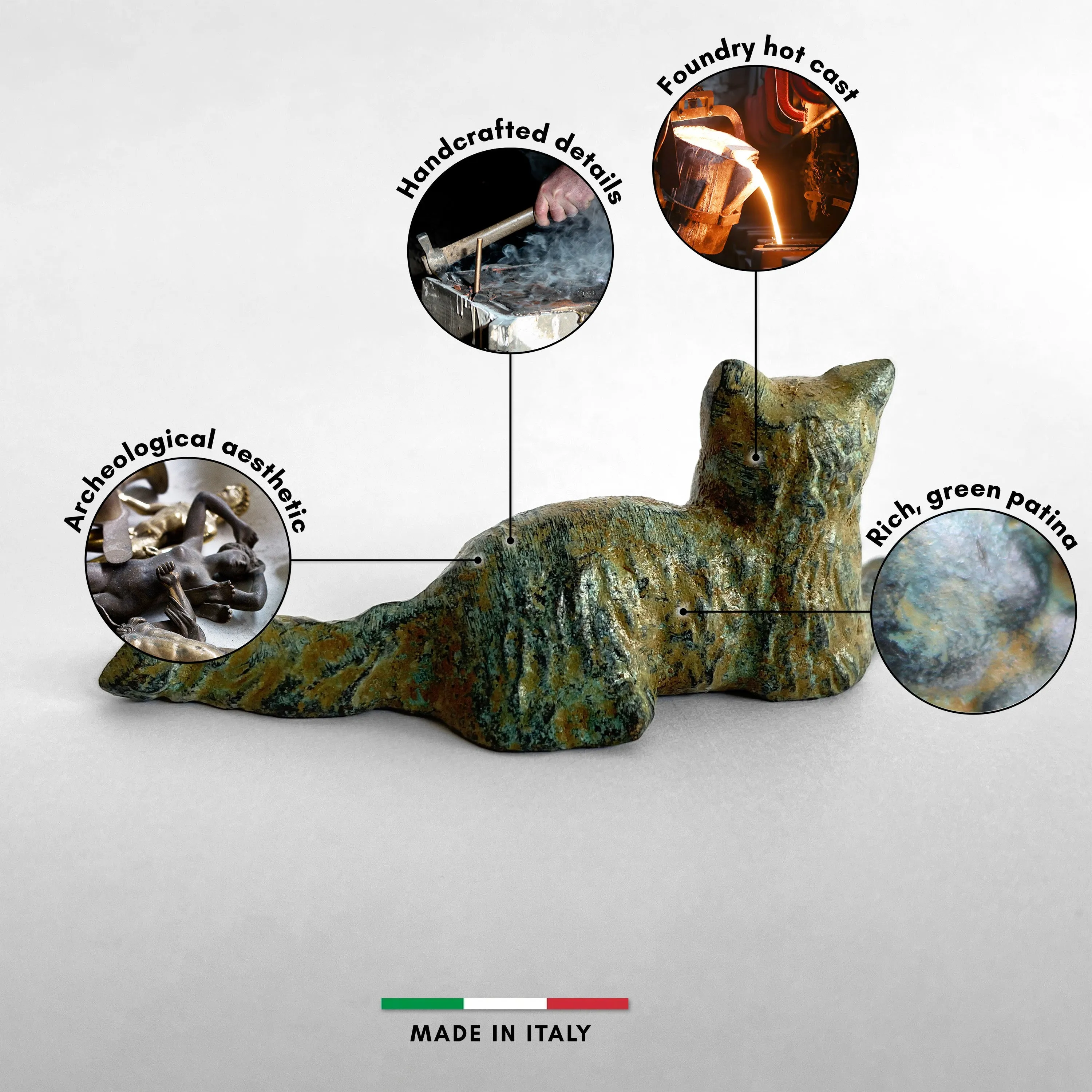 Lying Kitten Statue (Bronze)