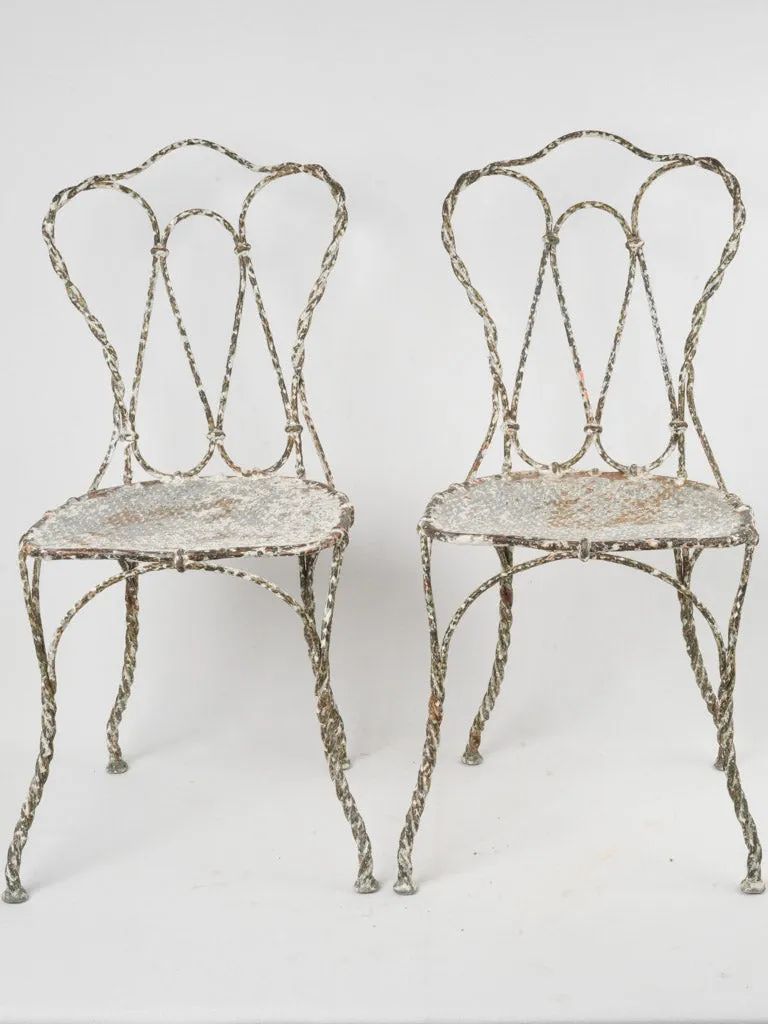 Pair of Late 19th-Century French Twisted Iron Garden Chairs