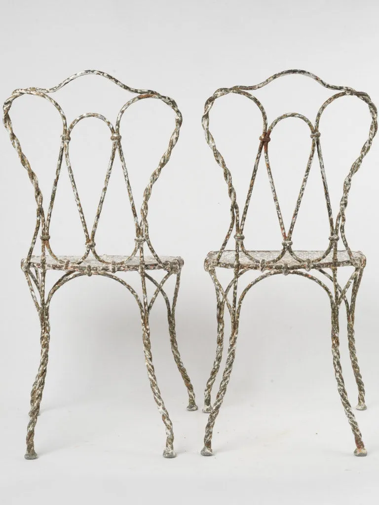 Pair of Late 19th-Century French Twisted Iron Garden Chairs