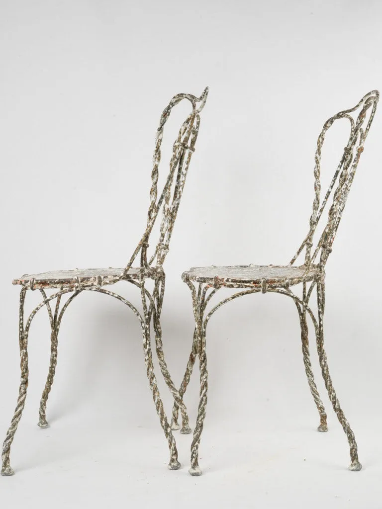 Pair of Late 19th-Century French Twisted Iron Garden Chairs