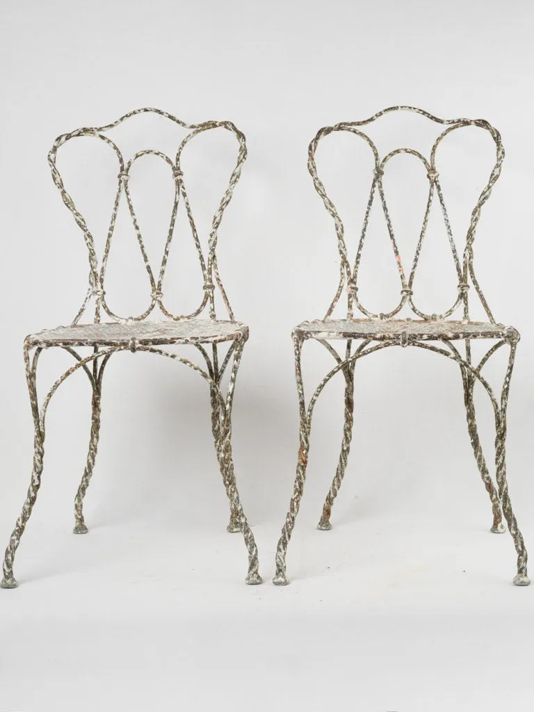 Pair of Late 19th-Century French Twisted Iron Garden Chairs