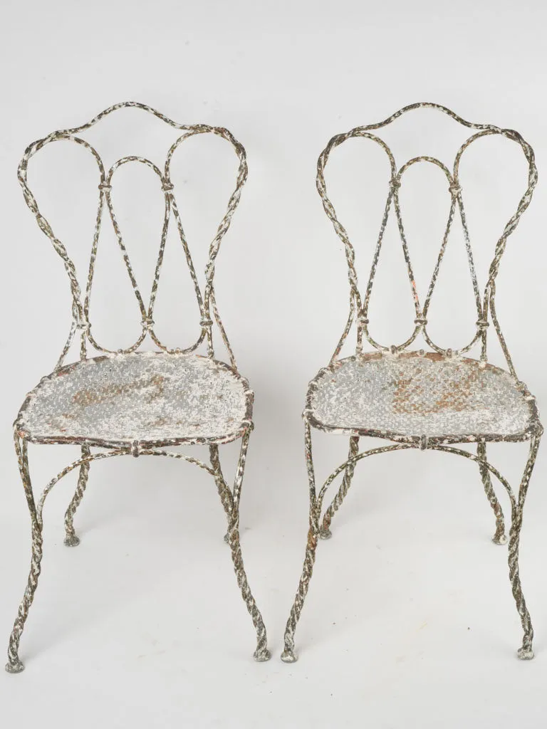 Pair of Late 19th-Century French Twisted Iron Garden Chairs