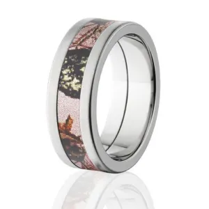 Pink Breakup Camo Cross Brushed Finish, Pink Breakup Camo Rings