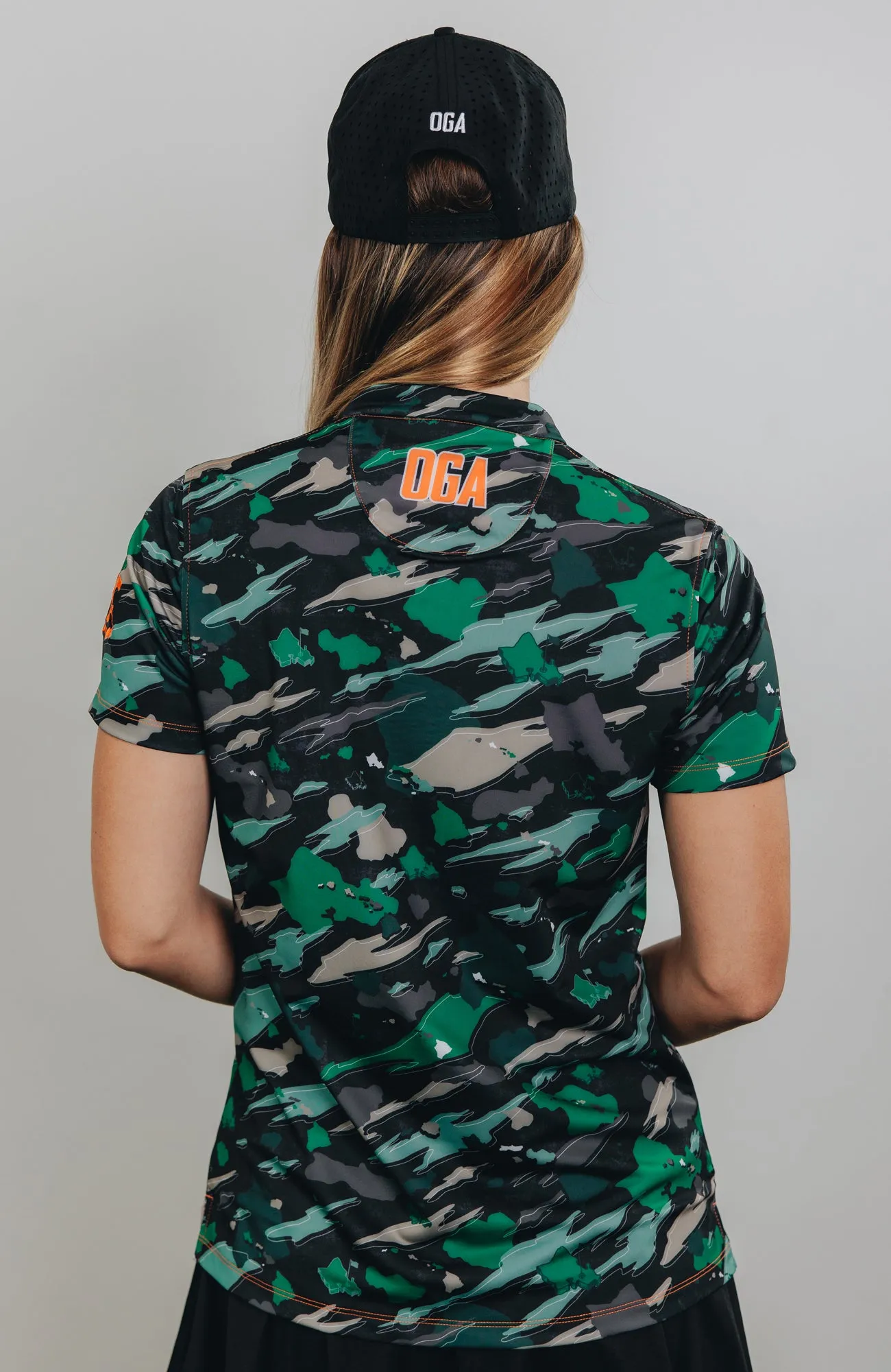 "Island Flow - Hunter Camo" - OGA Women's Polo - Dark Rainforest Camo