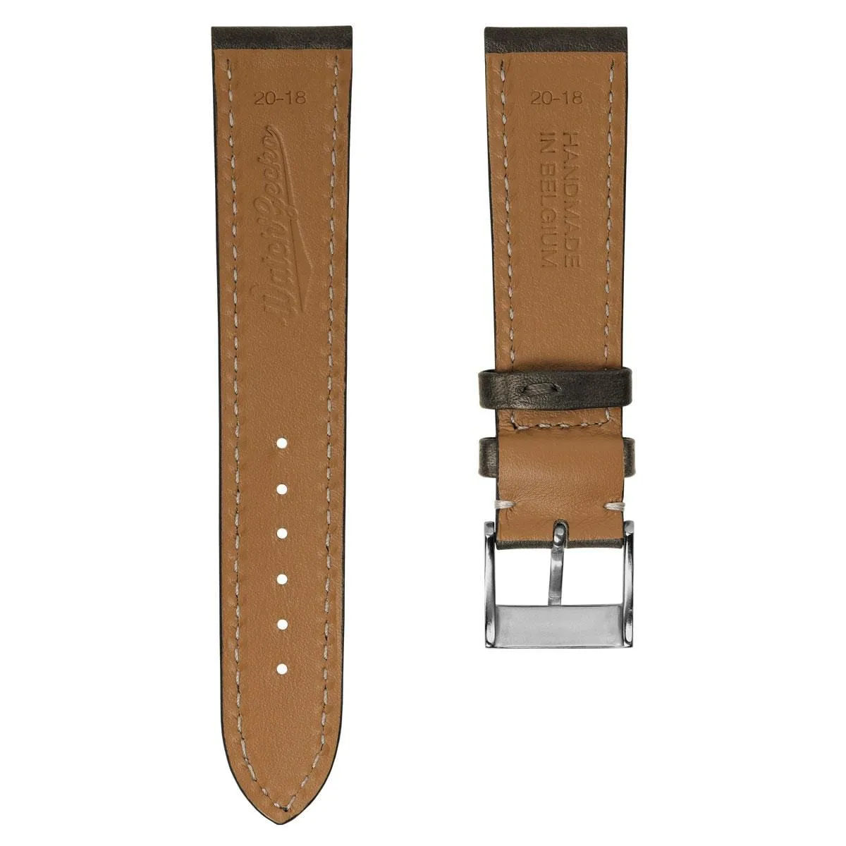 Rochefort Flat Patina Calf Leather Watch Strap - Brown