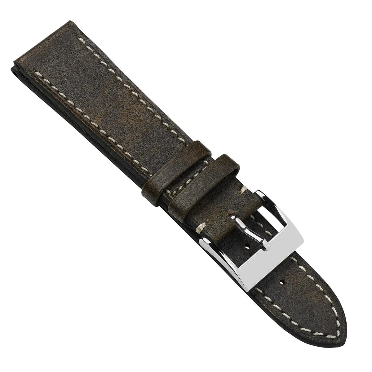 Rochefort Flat Patina Calf Leather Watch Strap - Brown