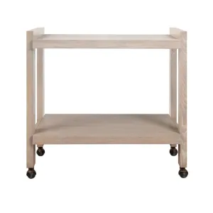 Rockwell Minimalist Bar Cart in Light Cerused Oak by Worlds Away