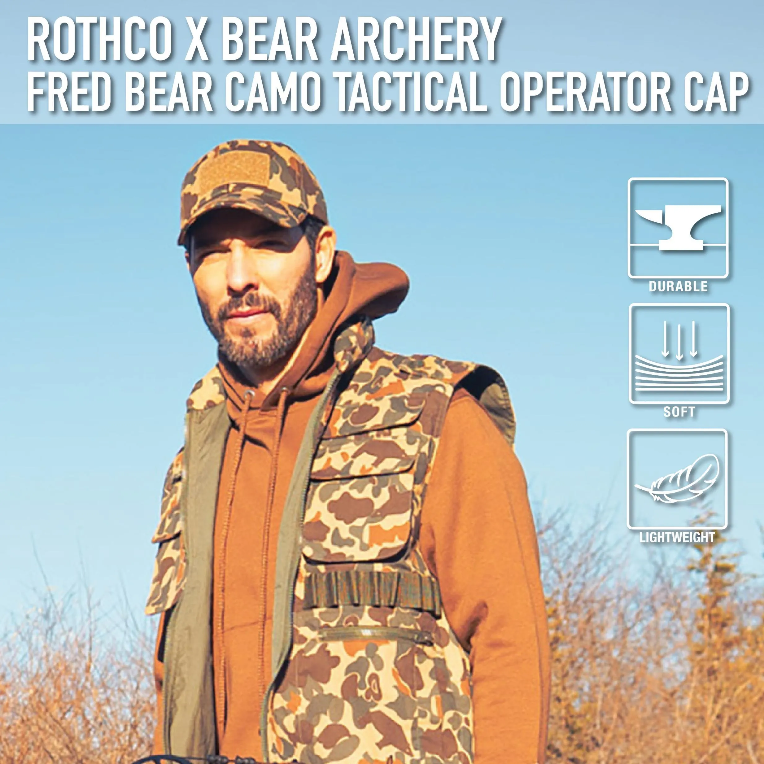 Rothco X Bear Archery Fred Bear Camo Tactical Operator Cap