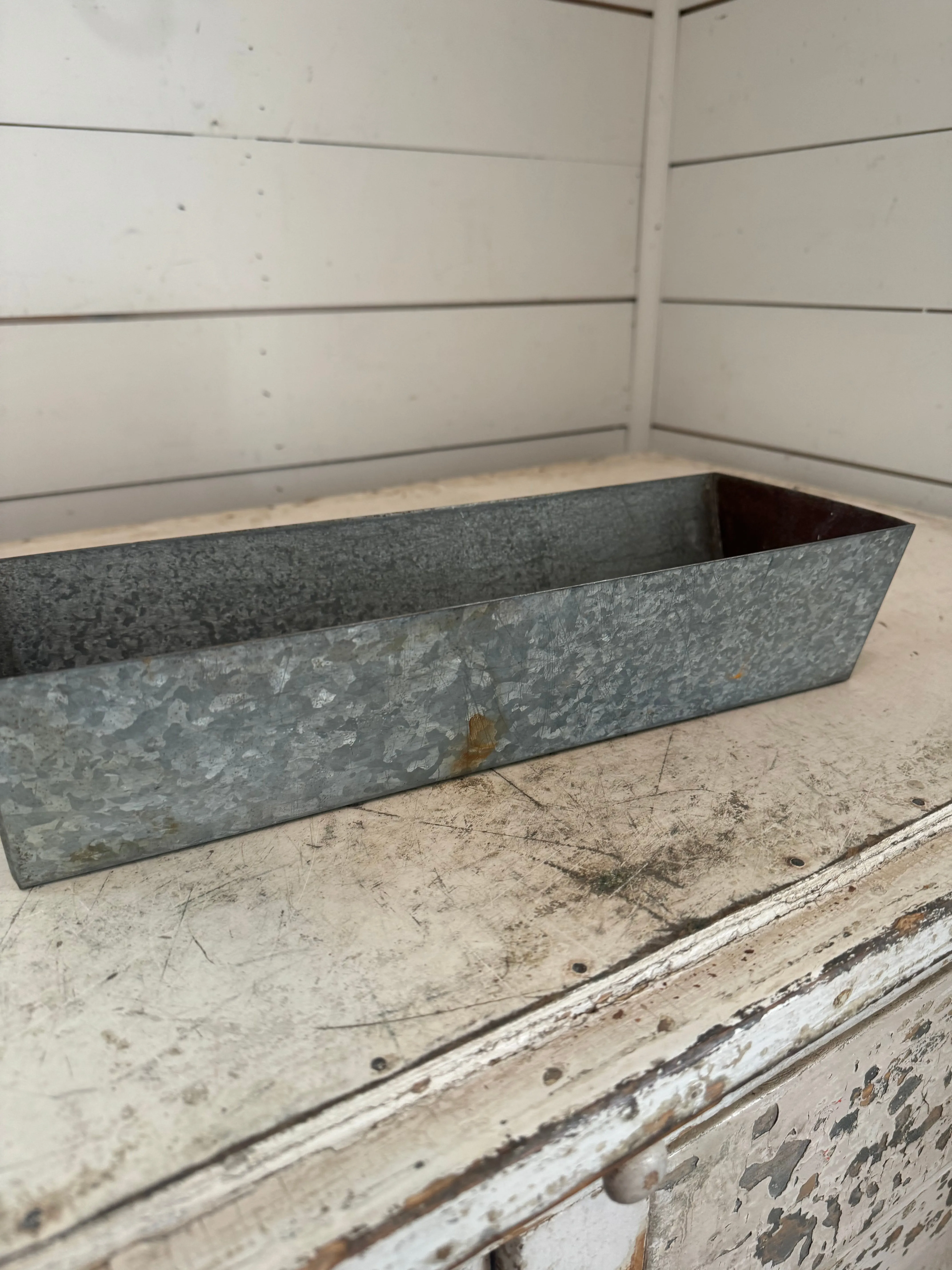 Small Aged Galvanized Trough rusty ends and patina