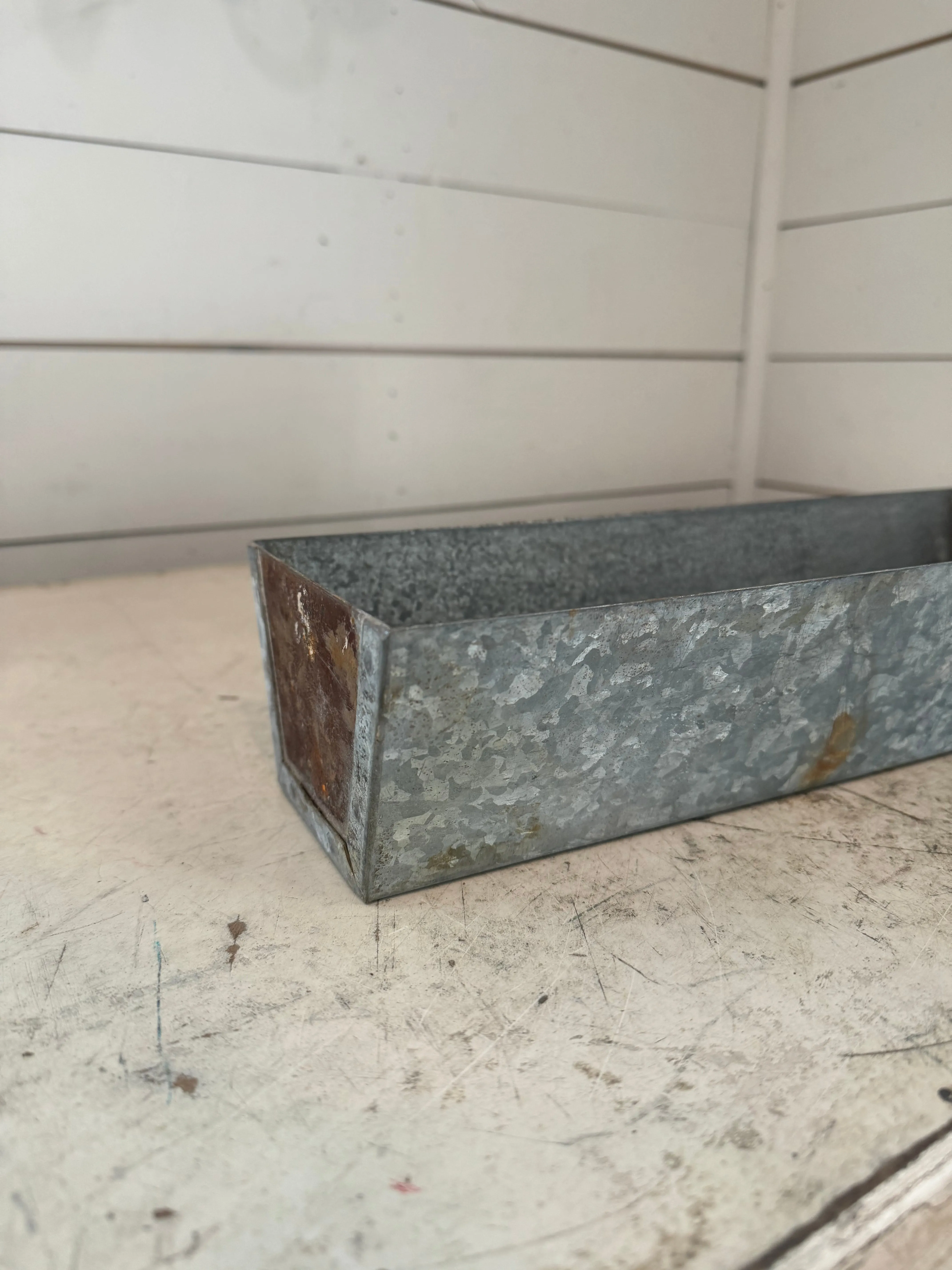 Small Aged Galvanized Trough rusty ends and patina