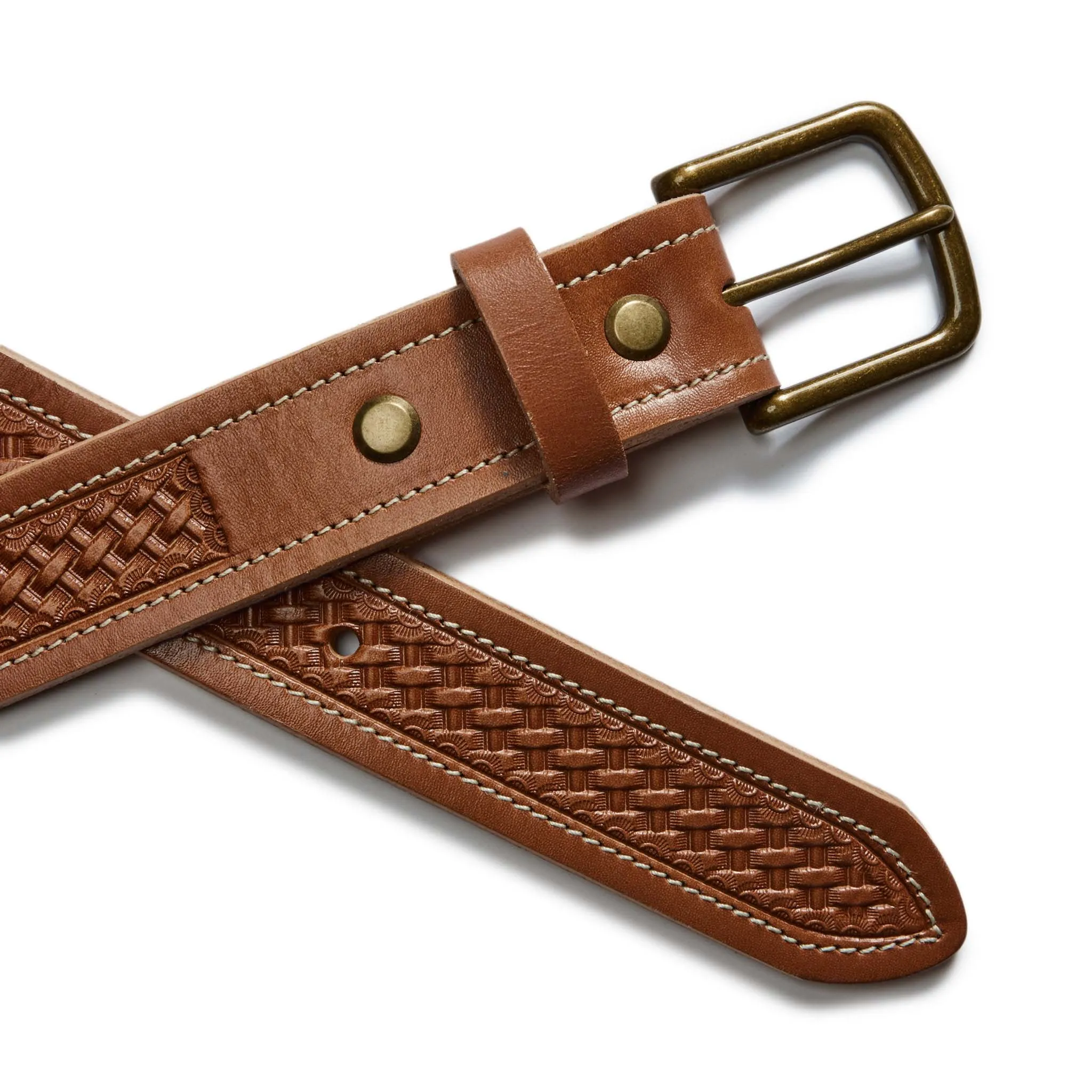 The Tooled Belt in Saddle Tan