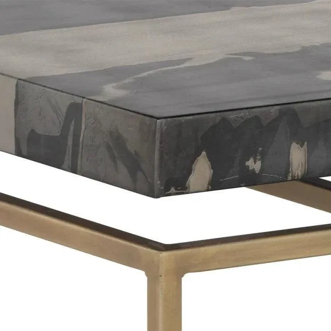 Toreno Coffee Table Antique Brass Iron Patina Finish