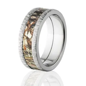 TreeBark Camo Rings, Duck Blind Camo Wedding Band