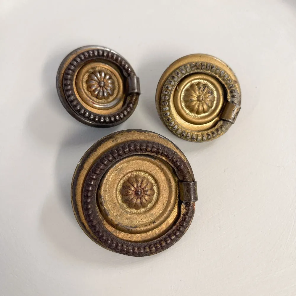 Vintage Brass Drawer Pulls - Set of 3