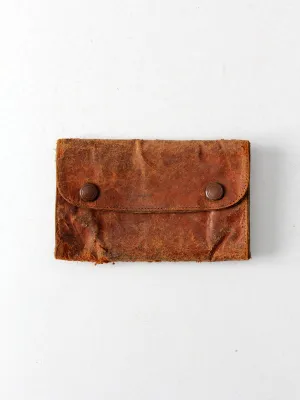 vintage leather mending kit pouch