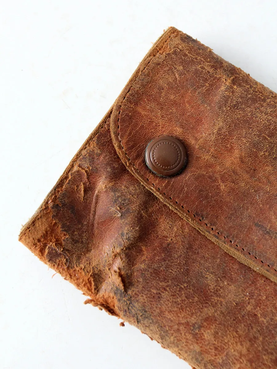 vintage leather mending kit pouch