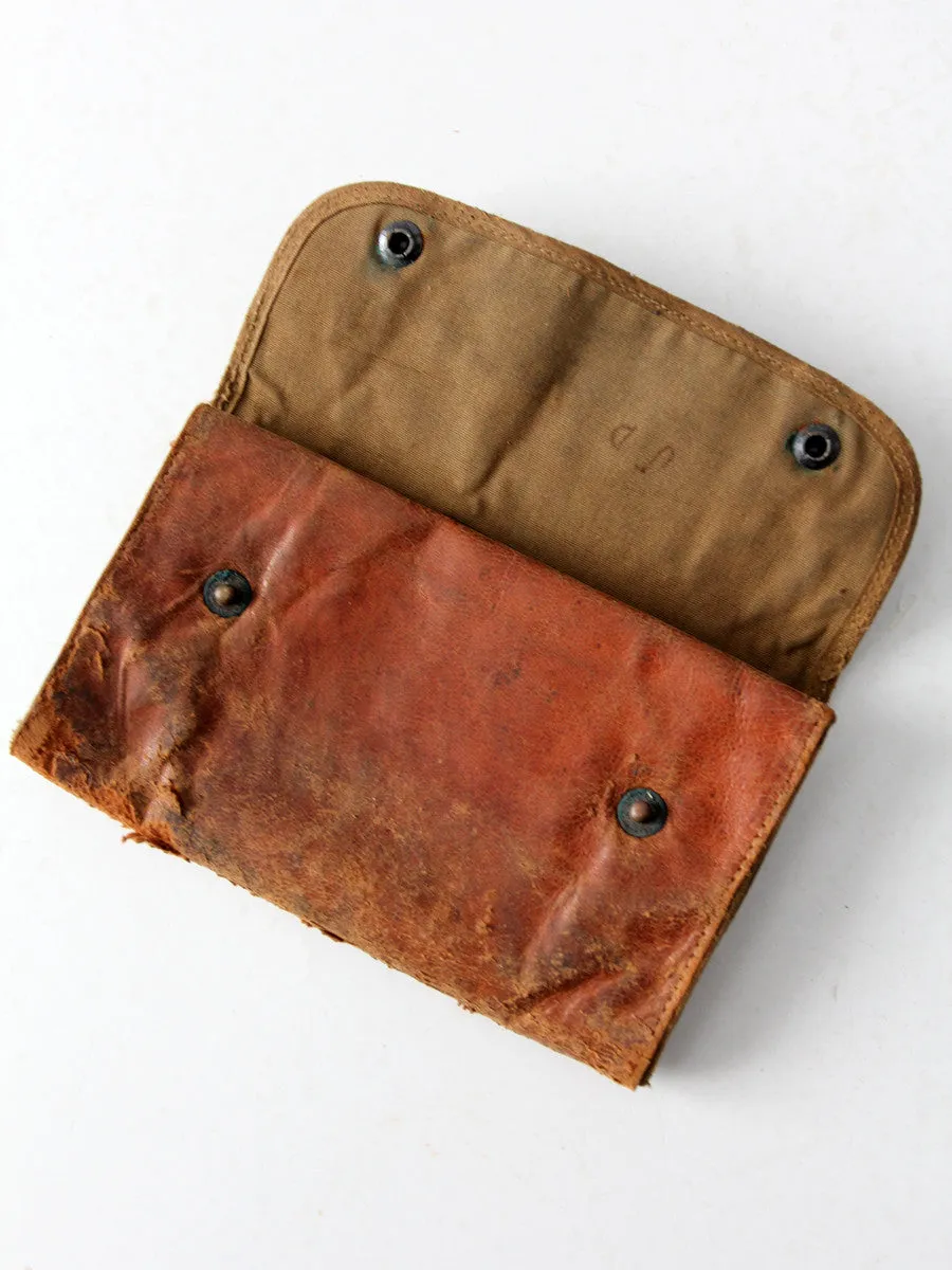 vintage leather mending kit pouch