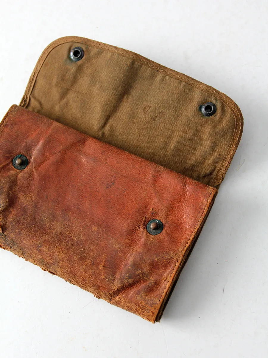 vintage leather mending kit pouch