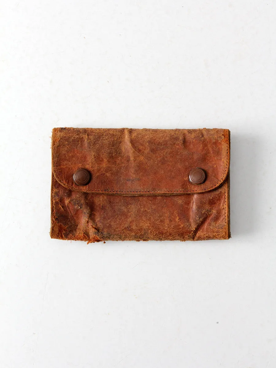 vintage leather mending kit pouch