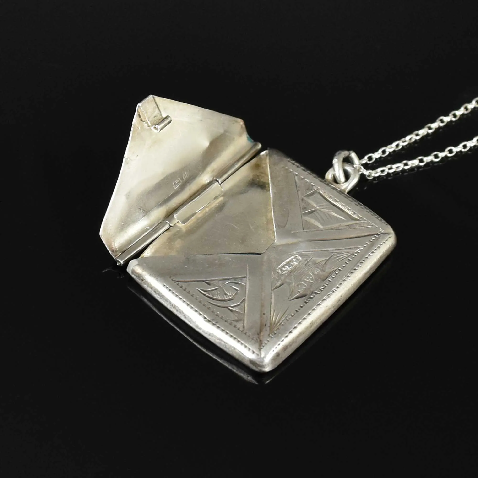 Vintage Silver Stamp Holder Pendant Necklace