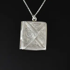 Vintage Silver Stamp Holder Pendant Necklace