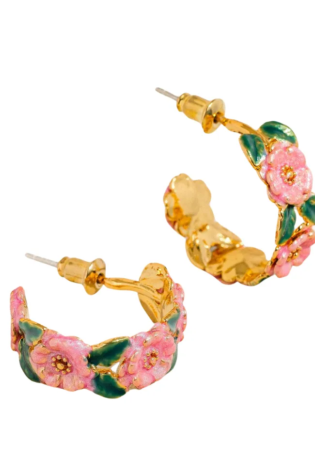 Waterproof Floral Hoop Earrings