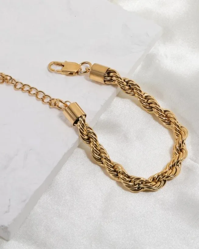 Waterproof Gold Rope Chain Bracelet